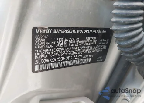 2014 BMW X3 xDrive28I z USA, uszkodzony, nr VIN 5UXWX9C59E0D17530